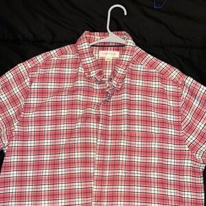 Aeropostale Red and White Plaid Casual Button Down Shirt